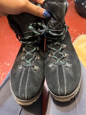 UGG Black Suede Kids Lace-Up Hiking Boots